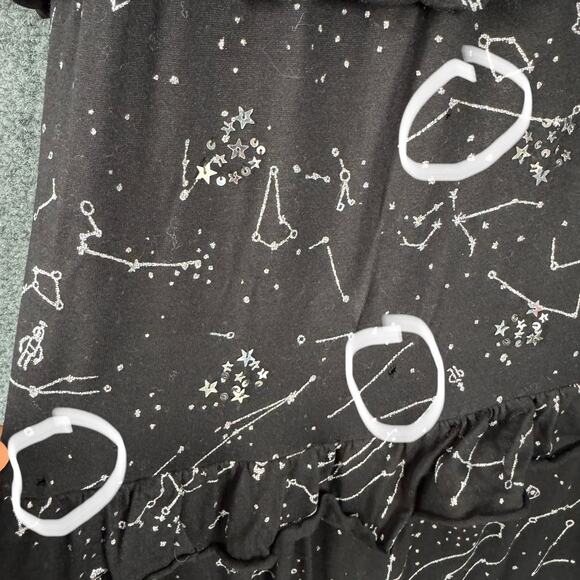 Desigual Cassius Dress Womens Large Black Constellation Ruffle Sleeveless Mini - Picture 6 of 12